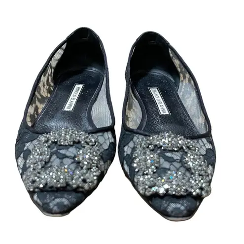 Manolo Blahnik Sheer Lace Hangisi Flats