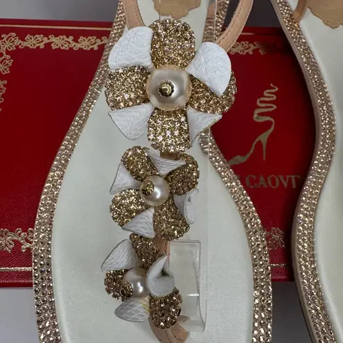 René Caovilla Leather Crystal Embellishments T