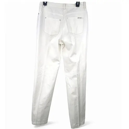 St. John white jeans 10 Sport Pants black applique embroidery Straight Leg Women