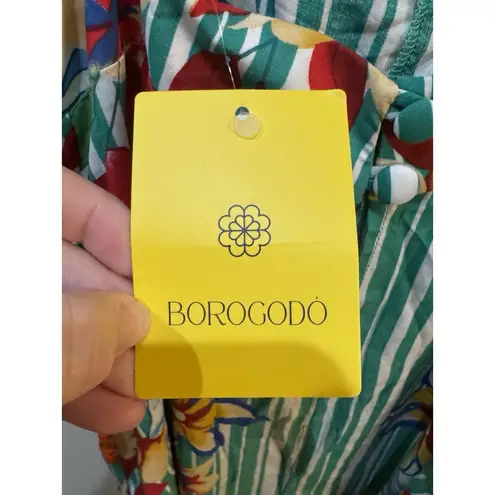 Borogodo Brazilian Dress Tropical Floral Colorful Resort Sundress Maxi $259 Size L