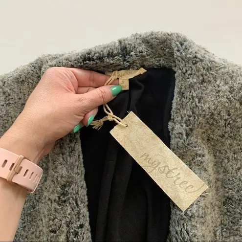 Mystree | Pia Black Vegan Leather Jacket with Faux Fur Lined Lapel Small NWT