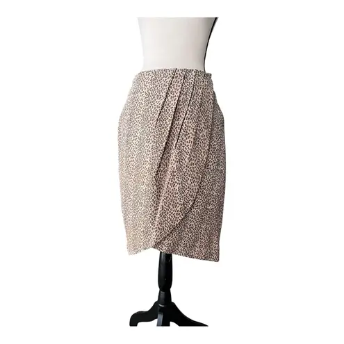 Vintage 80s Leopard Print Leather Women's Wrap Skirt Size M Brown Size M