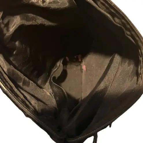 Floral Flower Embroidered Fringe Purse Black Bright Colorful Flowers Casual