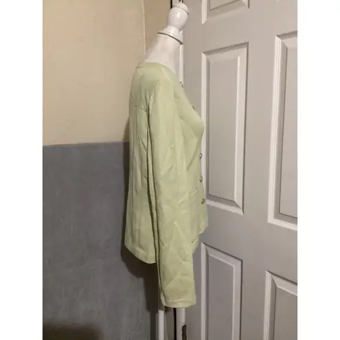 St. John Collection Cardigan Sweater Light Green Button Front Size 8