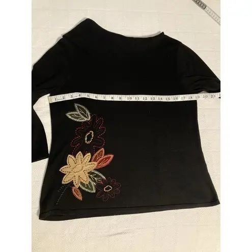 Requirements Cabincore Embroidered Black Sweater M Cottagecore Festival Party Fall Floral
