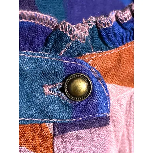 FatFace Evenlyn Abstract Button Blouse Womens L Boho Hippie Art To Wear Artsy