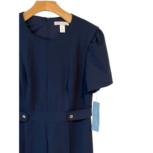 London Times Dress Womens Petite Size 14 Blue Side-Tab Fit & Flare Business NEW - Image 4