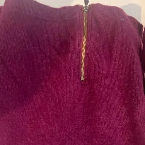 Magenta Boxy Sweater with Zipper Detail Red