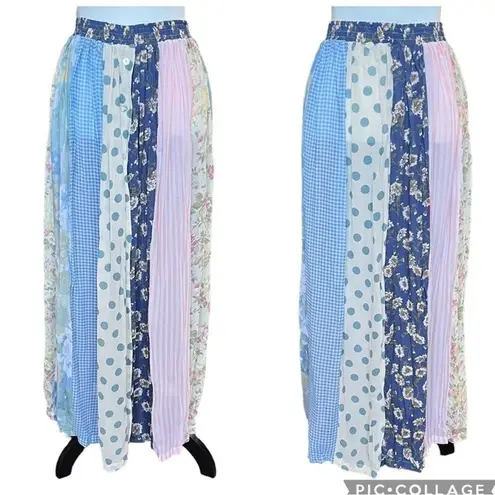 ABS Allen Schwartz VTG Skirt Women’s Large Blue Floral Pleated Maxi Cottagecore