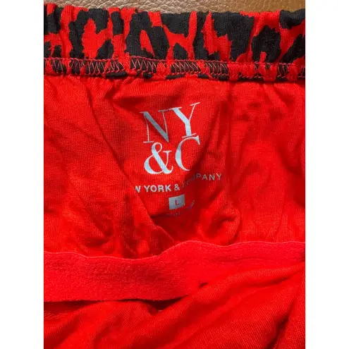 NWT New York & Co Red Leopard Animal Print Tube Top Womens Size Large