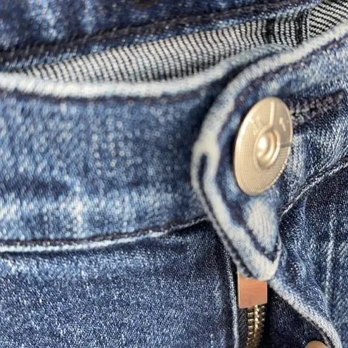 3x1 NYC shredded crop high rise waist straight leg denim jeans EUC 30 fringe