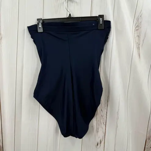 Beach Bay Women’s 12 Navy Gold Strapless One Piece Swim Blue