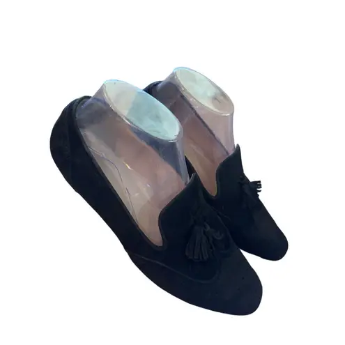 J.Crew Georgie Black Suede Tassel Loafer Flats Leather Lined Preppy 7.5 Shoes Size 5.5