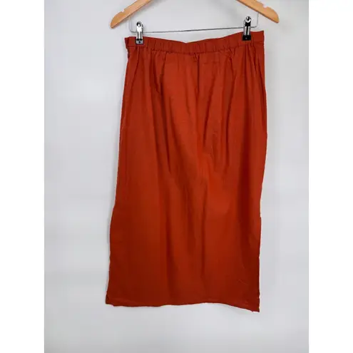 Requirements Vintage  Maxi Skirt Womens Medium Orange Linen Boho Western Beaded