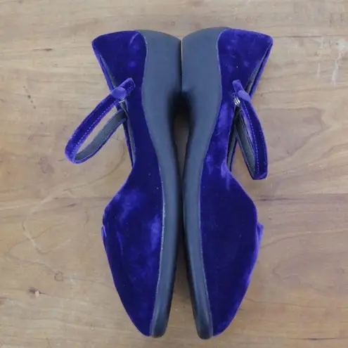 Nina Vintage Purple Velour mary Jane Flats Size 8M