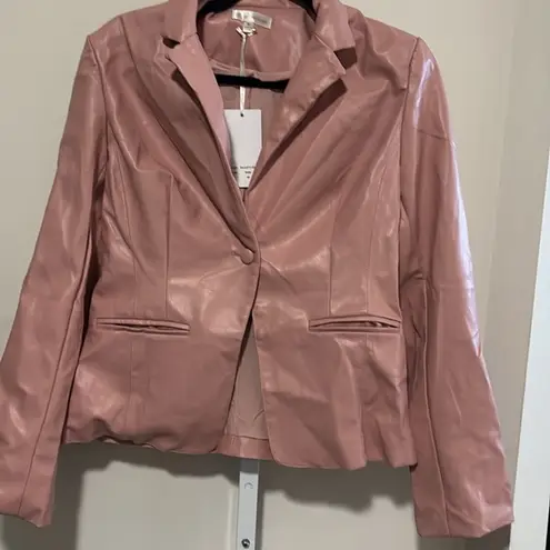 Velvet Pink Blazer Jacket Sleek Fitted Design Size M