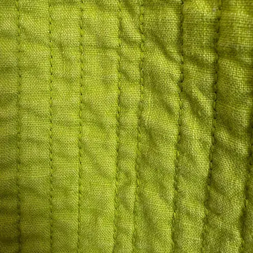 RUSS BERENS | Pea Green Quilted Linen Blend Zip Up Vest Boho Kantha Extra Small Gray Size XS