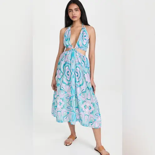 NWT PLAYA LUCILA Cutout Halter Printed Dress Green Small