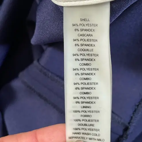 Vince Camuto  Navy Blue Shift Dress With Yellow and White Side Stripe Sz 4