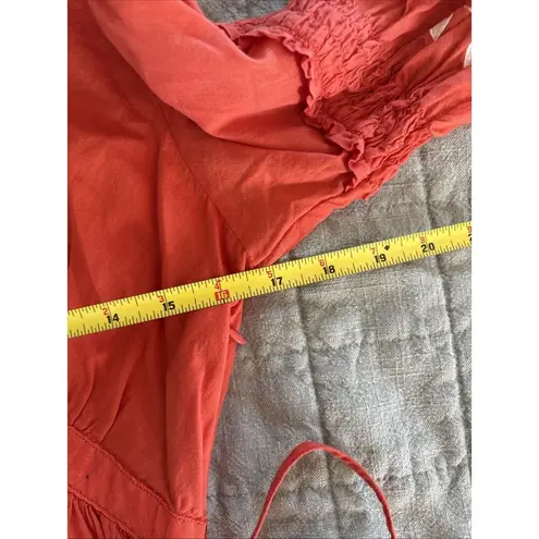 Voile Blanche Orange Embroidered Floral 3/4 Sleeve Dress Size Small