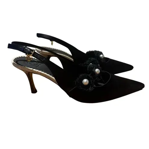 Tory Burch  Penelope Black Slingback Heels Sz. 6.5