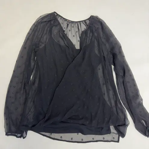 Ella Moss Black Chiffon Drapery Blouse