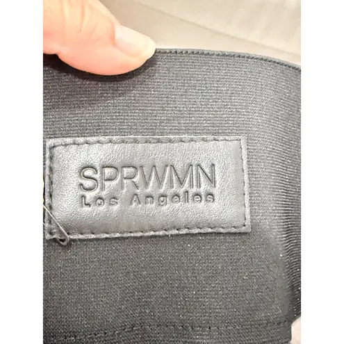 SPRWMN High Rise Skinny Fit Lambskin Leather Ankle Flare Pants Black Women's XS