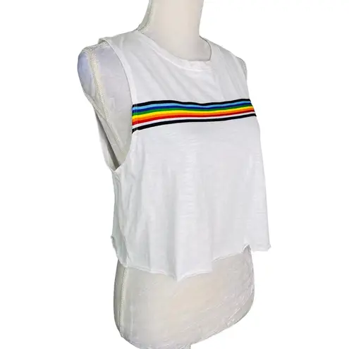 Tres Bien Sleeveless Cropped Tee Rainbow Large New