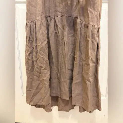 Adyson Parker Women's Linen Blend Tiered Ruffle Pockets Midi Dress Brown Size M - Image 9