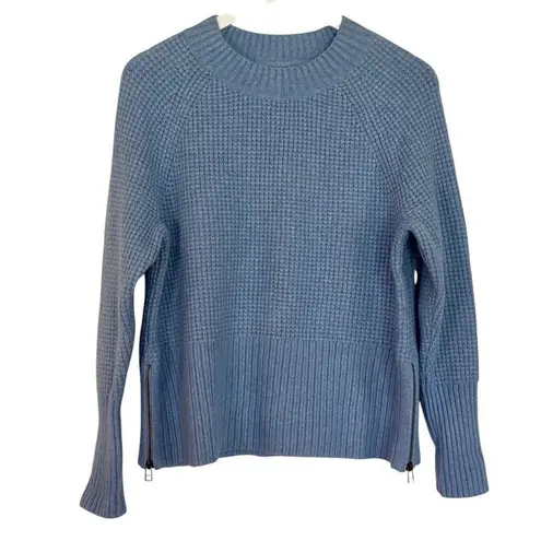 L.L. Bean super soft waffle knit crewneck sweater blue MPetite Size M