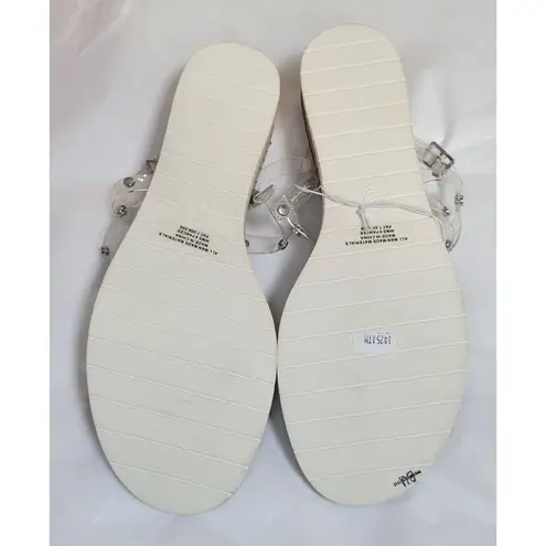 DV By Dolce Vita Clear Silver Studded Buckle Sandals Sz 9 1 Inch Espadrille Wedg