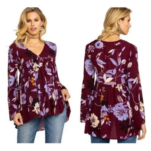 Free People  Bella Floral Printed Tunic Top xs
