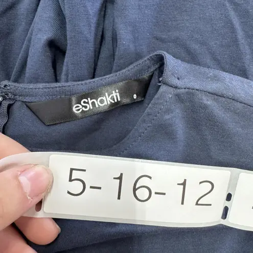 Eshakti Dress Womens 0 Navy Blue Fit Flare Pleated Cotton Spandex Waist Midi