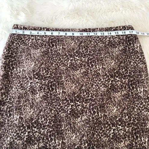 Talbots Velvet Leopard Print Pencil Skirt Cheetah Brown Tan Petite Plus Size 14