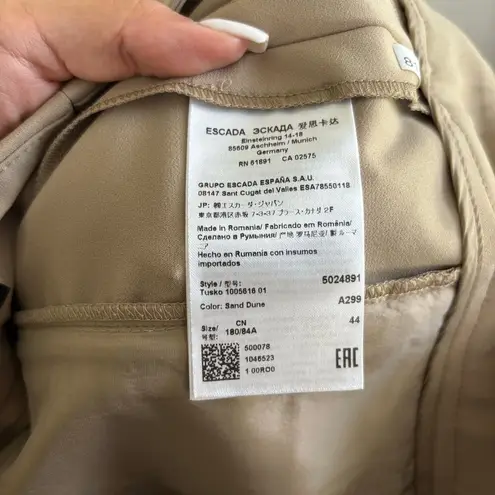 Escada Sand Dune Color Straight Leg Zipper Pocket Trousers Women's Size 44 / 14