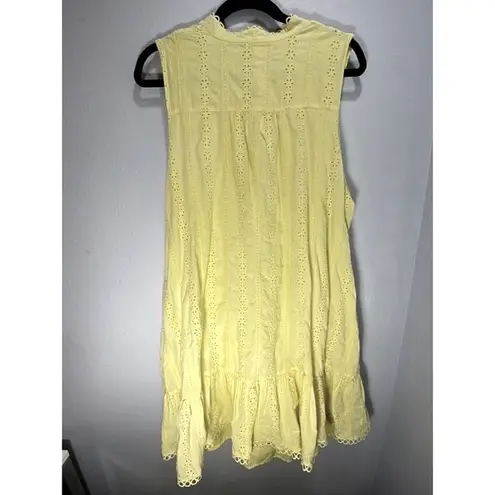 Draper James RSVP Eyelet Dress Sleeveless Ruffle Butter Yellow Pastel Soft XXL - Image 3