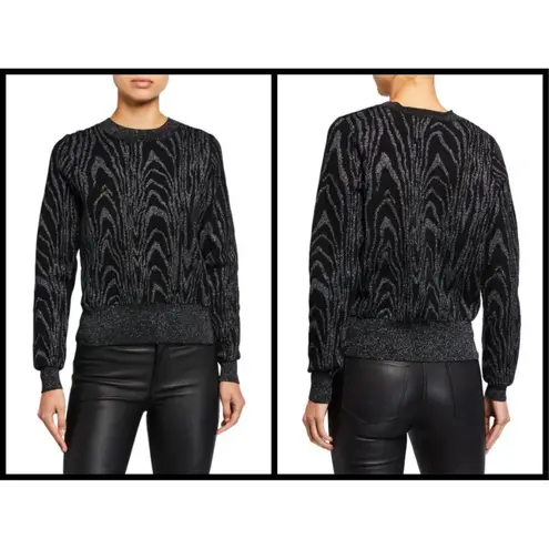 ALC Frank πALCπ Jesper Metallic Animal-Print Sweater ~ Black with Silver Print XL NWT