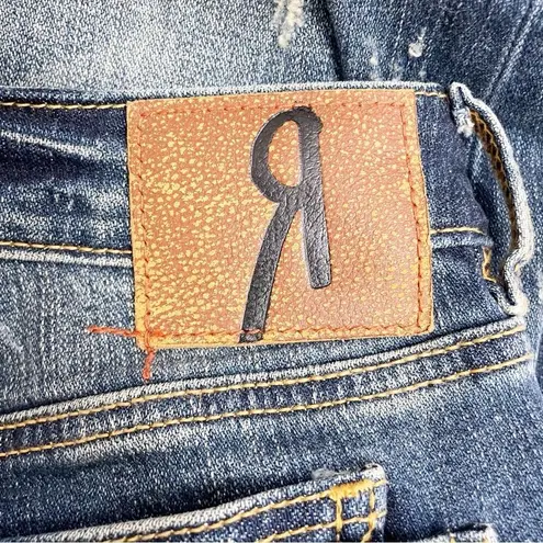 Rock Revival NWT Remix by  Straight Leg Jeans in Destroyed Blue Wash Size 24 NEW
