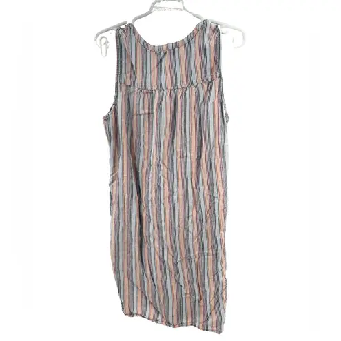 Sonoma  Striped linen blend tank Mini Dress striped rainbow L vacation summer