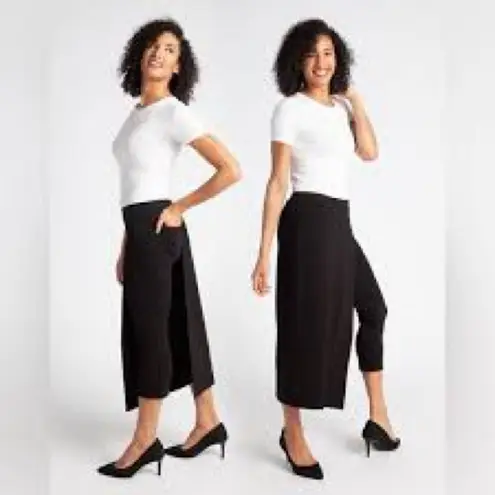 Betabrand The Sassiest Crop Legging XXL Black Skirt Overlay Pants W0813-BK Knit