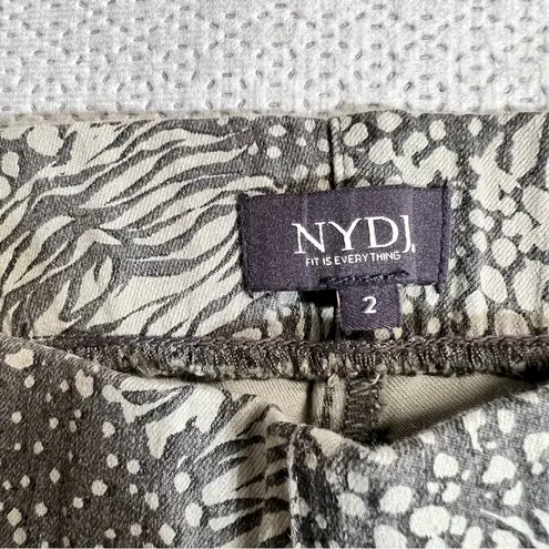 NYDJ  Cream & Grey Floral Printed Pull On Straight Leg Jeans Size 2