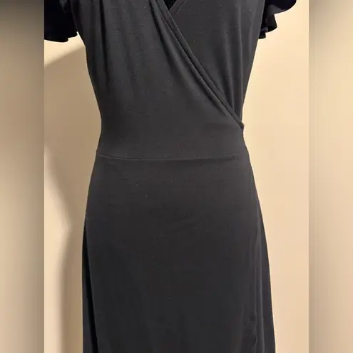 EUC Zachary’s Smile Black Elegant Wrap Dress with Striped Design size small