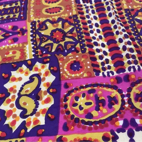 Vintage Scarf Purple Abstract Design Paisley 31" x‎ 31" Orange Women Eclectic