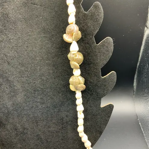 Natural shell necklace cowry shells and natural snail shells Gray