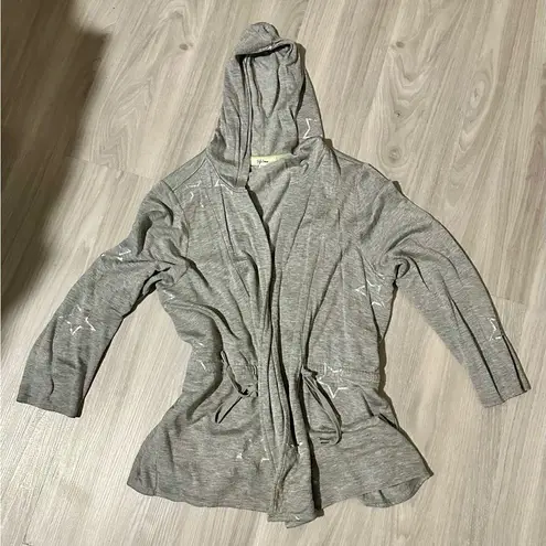 Peyton Primrose Gray Hooded Cardigan with Star Print (XL)