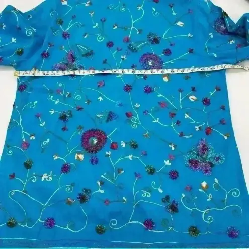 Quacker Factory  Beaded and Embroidered Jacket Blue Size Small