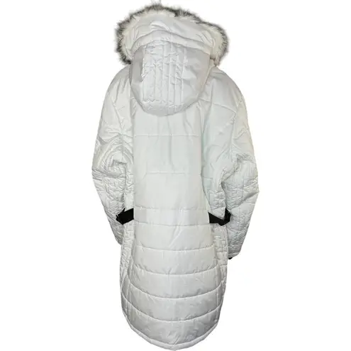 Susan Graver Water Resistant Quilted Puffer Jacket with Hood Thistle White 2X