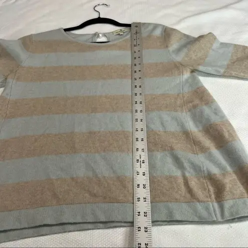 Cortland Park Light Blue Tan 100% Cashmere Sweater Pearl button closure Size L