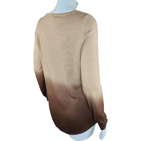 Belle By Kim Gravel Heathered Dip Dye Sweater Brown Coffee Bean XX