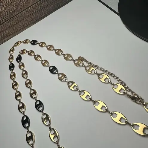 JBK Signed Gold Tone & Black Mariner Link Chain Necklace Camrose & Kross